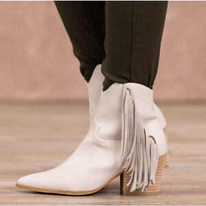 Women's Beige Fringe Ankle‎ Boots Standard Size 10